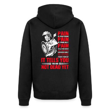 Spartaner Molon Labe - Unisex Premium Bio Zip Hoodie - Schwarz - Hinten - Nico (187cm)