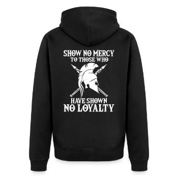 Spartaner Molon Labe - Unisex Premium Bio Zip Hoodie - Schwarz - Hinten - Nico (187cm)