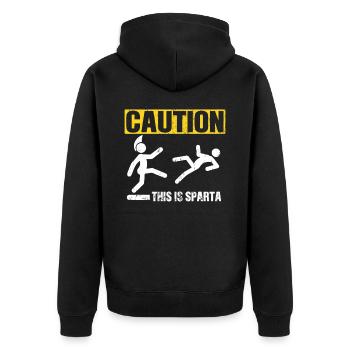 Spartaner Molon Labe - Unisex Premium Bio Zip Hoodie - Schwarz - Hinten - Nico (187cm)