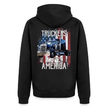 Drapeau camion américain - Veste à capuche bio Premium Unisexe - noir - Dos - Nico (187cm)