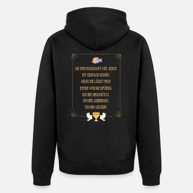 Kommunion - Unisex Premium Bio Zip Hoodie - Schwarz