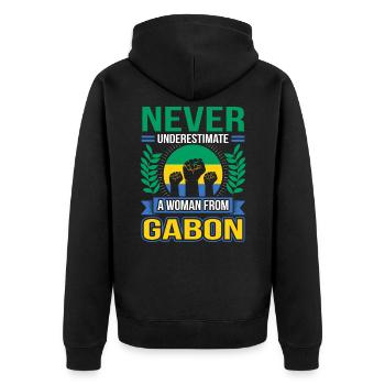 Gabun - Unisex Premium Bio Zip Hoodie - Schwarz - Hinten - Nico (187cm)