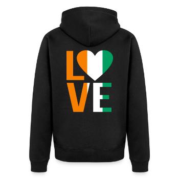 Elfenbeinküste - Unisex Premium Bio Zip Hoodie - Schwarz - Hinten - Nico (187cm)