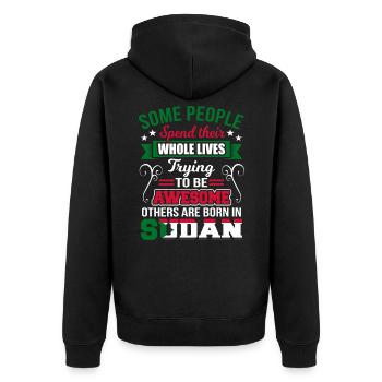 Sudan - Unisex Premium Bio Zip Hoodie - Schwarz - Hinten - Nico (187cm)