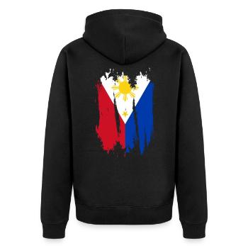 Philippinen - Unisex Premium Bio Zip Hoodie - Schwarz - Hinten - Nico (187cm)
