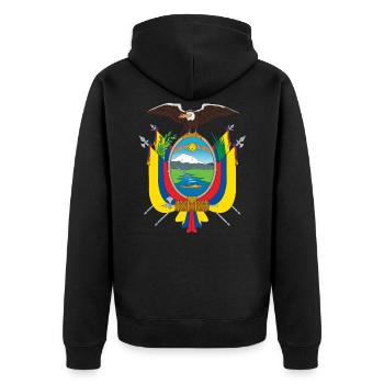 Ecuador - Unisex Premium Bio Zip Hoodie - Schwarz - Hinten - Nico (187cm)
