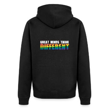 Great minds think different - Unisex Premium Organic Zip Hoodie - black - Back - Nico (187cm)