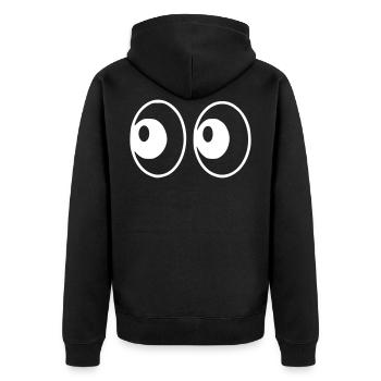 Emoji Augen Skizze weiß - Unisex Premium Bio Zip Hoodie - Schwarz - Hinten - Nico (187cm)