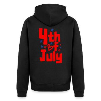 4th of July USA Celebration 1776 Stars - Unisex Premium Organic Zip Hoodie - black - Back - Nico (187cm)