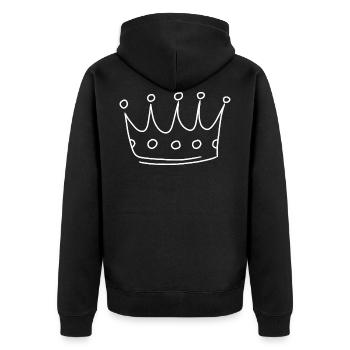 Emoji Krone Kronen Skizze weiß - Unisex Premium Bio Zip Hoodie - Schwarz - Hinten - Nico (187cm)