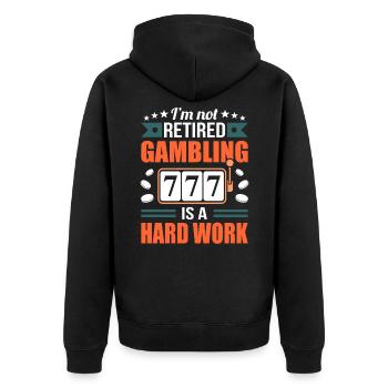 gambling - Unisex Premium Organic Zip Hoodie - black - Back - Nico (187cm)