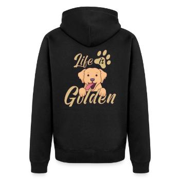 Liefe Is Golden Retriever Hundebesitzer Geschenk - Unisex Premium Bio Zip Hoodie - Schwarz - Hinten - Nico (187cm)