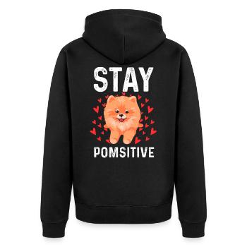Pomeranian - Unisex Premium Bio Zip Hoodie - Schwarz - Hinten - Nico (187cm)