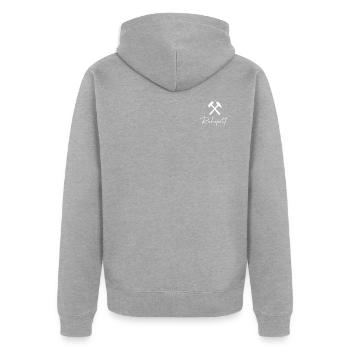 Ruhrpott - Unisex Premium Bio Zip Hoodie - Grau meliert - Hinten - Nico (187cm)