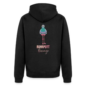Ruhrpott Flamingo - Unisex Premium Bio Zip Hoodie - Schwarz - Hinten - Nico (187cm)