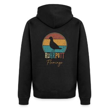 Ruhrpott Flamingo - Unisex Premium Bio Zip Hoodie - Schwarz - Hinten - Nico (187cm)
