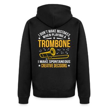 Posaune Trombone - Unisex Premium Bio Zip Hoodie - Schwarz - Hinten - Nico (187cm)