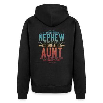 I am proud nephew of a damn great aunt - Veste à capuche bio Premium Unisexe - noir - Dos - Nico (187cm)