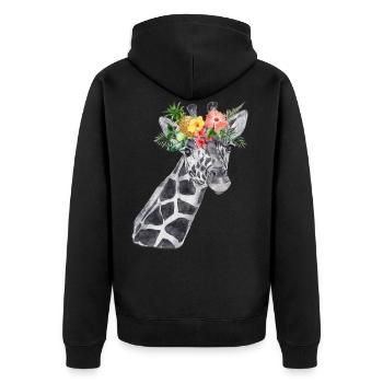 Tier Natur T-Shirt Geschenkidee - Unisex Premium Bio Zip Hoodie - Schwarz - Hinten - Nico (187cm)