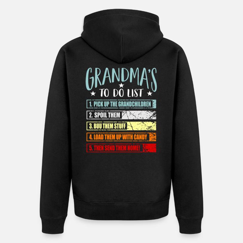 Oma Omi Geschenk Großmutter Geschenkidee - Unisex Premium Bio Zip Hoodie - Schwarz