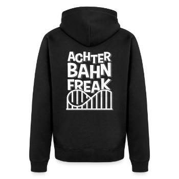 Achterbahn - Unisex Premium Bio Zip Hoodie - Schwarz - Hinten - Nico (187cm)