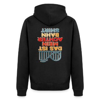Achterbahn - Unisex Premium Bio Zip Hoodie - Schwarz - Hinten - Nico (187cm)