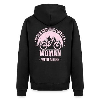 Ich fahre ohne Akku Fahrrad Ebike Radfahren weil - Unisex Premium Bio Zip Hoodie - Schwarz - Hinten - Nico (187cm)