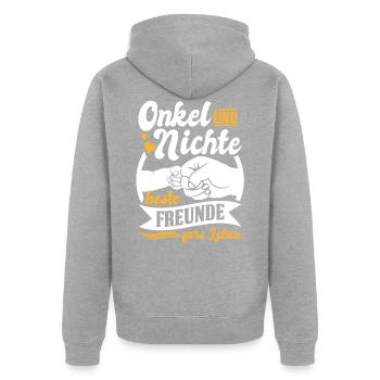 Onkel Nichte beste Freunde Geschenk Vatertag - Unisex Premium Bio Zip Hoodie - Grau meliert - Hinten - Nico (187cm)