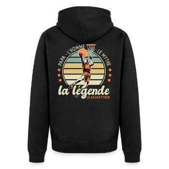papa homme mythe légende basketteur papa basket - Veste à capuche bio Premium Unisexe - noir - Dos - Nico (187cm)
