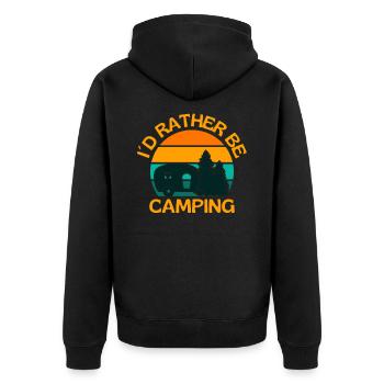 I Would Rather Be Camping Caravan - Unisex Premium Organic Zip Hoodie - black - Back - Nico (187cm)