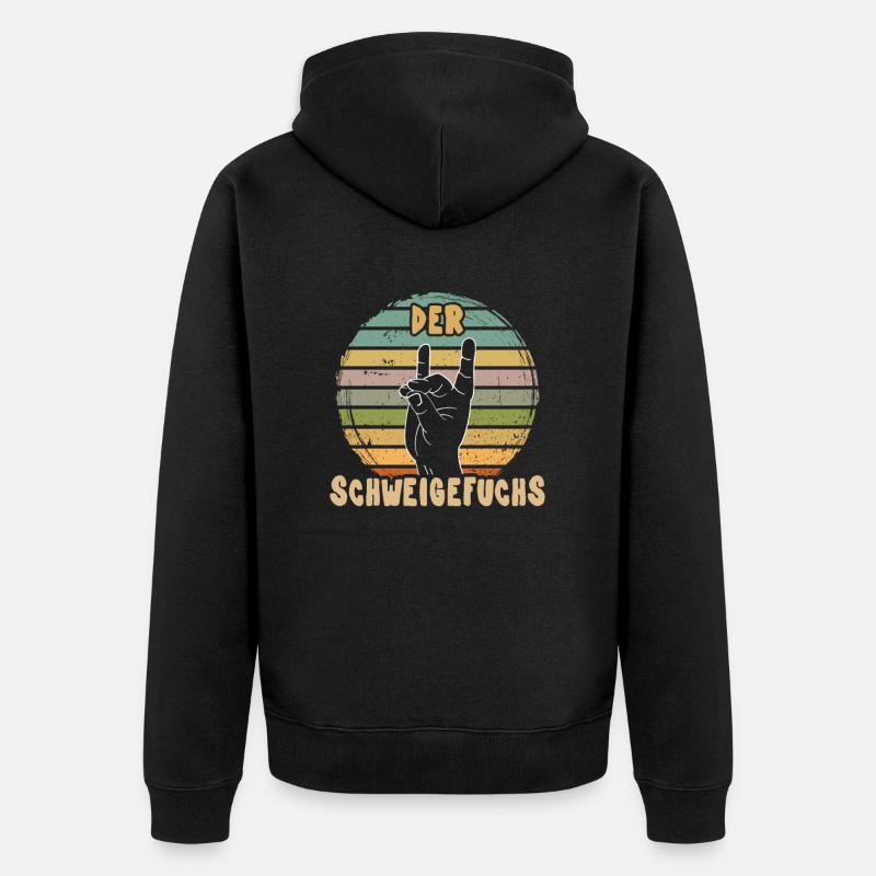 Der Schweigefuchs - Unisex Premium Bio Zip Hoodie - Schwarz