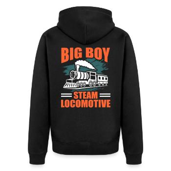 Zug - Unisex Premium Bio Zip Hoodie - Schwarz - Hinten - Nico (187cm)