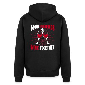 Wein - Unisex Premium Bio Zip Hoodie - Schwarz - Hinten - Nico (187cm)
