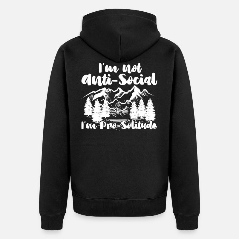 Introvertiert - Unisex Premium Bio Zip Hoodie - Schwarz