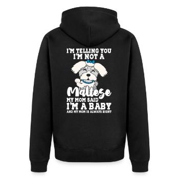 Malteser - Unisex Premium Bio Zip Hoodie - Schwarz - Hinten - Nico (187cm)
