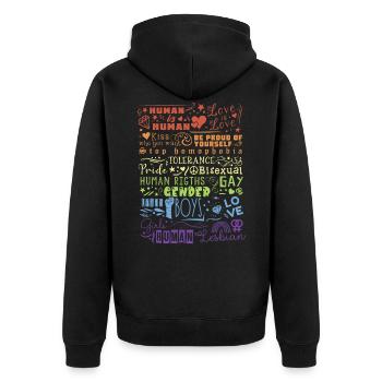 LGBT Love is love Human Tolerance Pride Gender - Veste à capuche bio Premium Unisexe - noir - Dos - Nico (187cm)