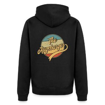 The Augsburger - Unisex Premium Bio Zip Hoodie - Schwarz - Hinten - Nico (187cm)