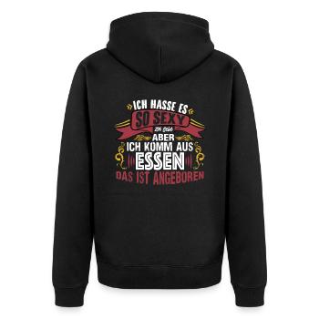 Ich komm aus Essen - Unisex Premium Bio Zip Hoodie - Schwarz - Hinten - Nico (187cm)