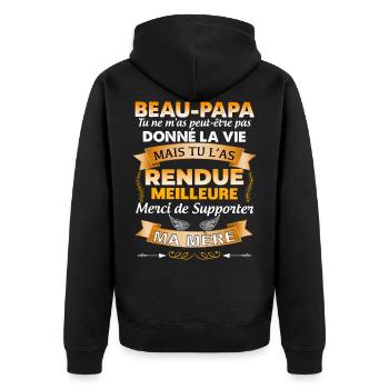 Beau papa parfait, idée cadeau famille - Veste à capuche bio Premium Unisexe - noir - Dos - Nico (187cm)