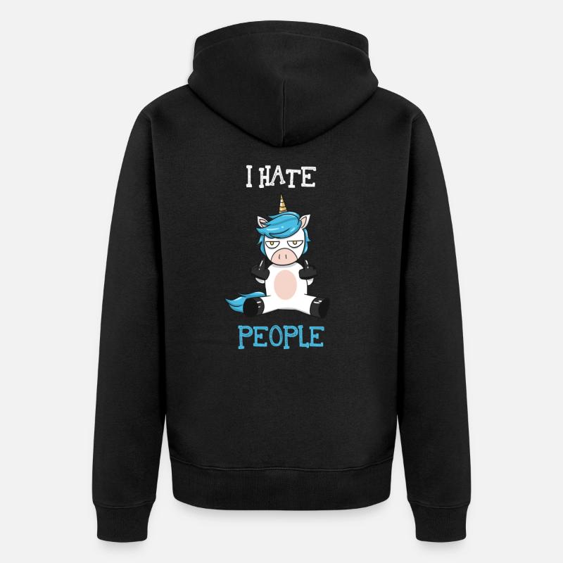 I hate people - Veste à capuche bio Premium Unisexe - noir