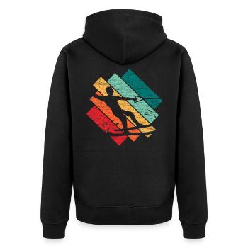 Wasserski - Unisex Premium Bio Zip Hoodie - Schwarz - Hinten - Nico (187cm)
