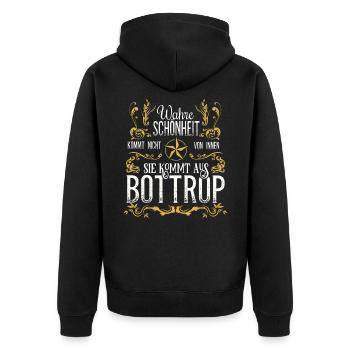 Wahre Schönheit kommt aus Bottrop - Unisex Premium Bio Zip Hoodie - Schwarz - Hinten - Nico (187cm)