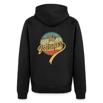 The Bottroper - Unisex Premium Bio Zip Hoodie - Schwarz - Hinten - Nico (187cm)