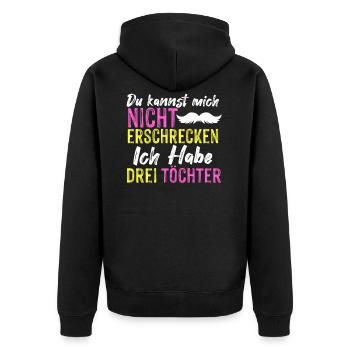 Vater von drei Töchtern Papa Tochter Vatertag - Unisex Premium Bio Zip Hoodie - Schwarz - Hinten - Nico (187cm)