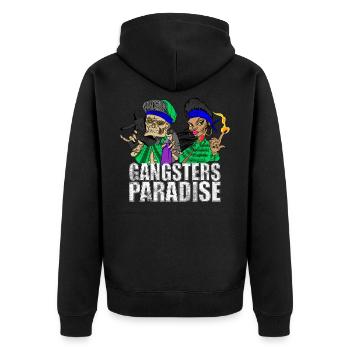 Gangsters Paradise - Unisex Premium Bio Zip Hoodie - Schwarz - Hinten - Nico (187cm)