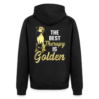 Golden Retriever - Unisex Premium Bio Zip Hoodie - Schwarz - Hinten - Nico (187cm)