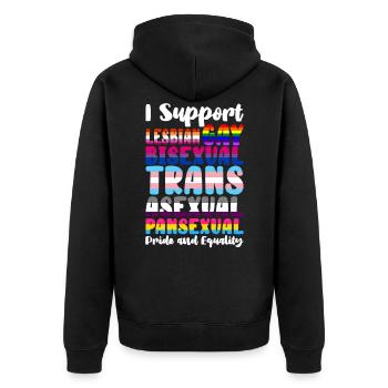 LGBT - Unisex Premium Bio Zip Hoodie - Schwarz - Hinten - Nico (187cm)