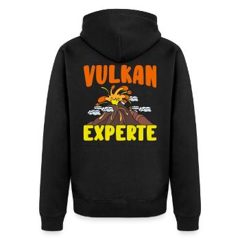 Vulkan - Unisex Premium Bio Zip Hoodie - Schwarz - Hinten - Nico (187cm)