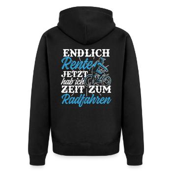 Endlich Rente Fahrrad radfahren Ruhestand Pension - Unisex Premium Bio Zip Hoodie - Schwarz - Hinten - Nico (187cm)
