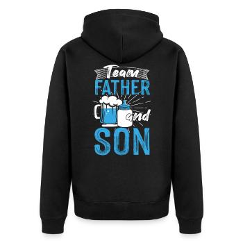 Team Vater Papa Sohn beste der Welt Vatertag - Unisex Premium Bio Zip Hoodie - Schwarz - Hinten - Nico (187cm)